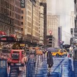 New York Never Sleeps Akvarell 38x56